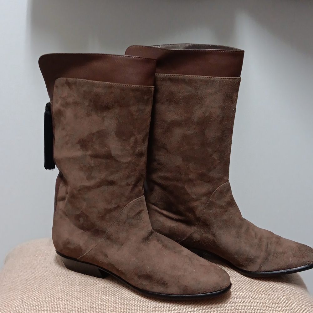 Bruno Magli suede and leather mid-calf boots, size 39 (8.5)